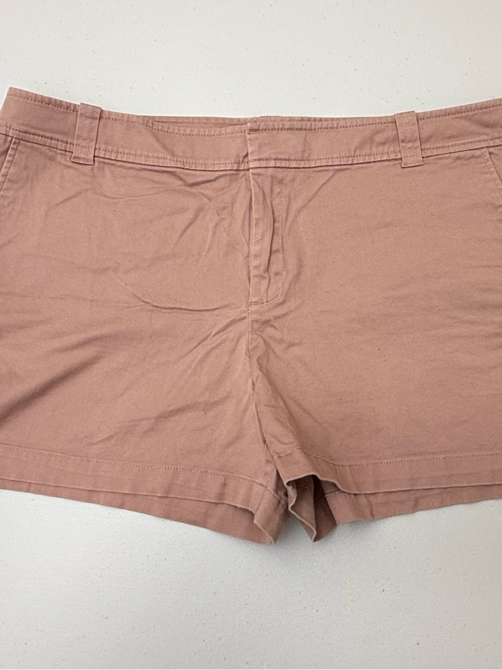 New York & Company Pink-Taupe High-Rise Cotton Blend Shorts